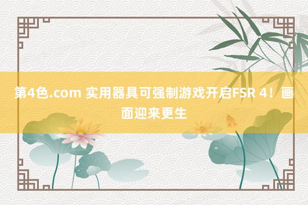 第4色.com 实用器具可强制游戏开启FSR 4！画面迎来更生