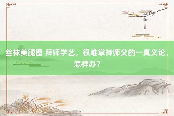 丝袜美腿图 拜师学艺，很难掌持师父的一真义论，怎样办？