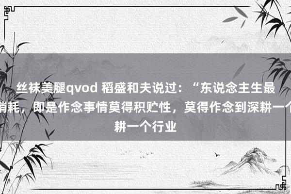 丝袜美腿qvod 稻盛和夫说过:“东说念主生最大的销耗,即是作念事情莫得积贮性,莫得作念到深耕一个行业
