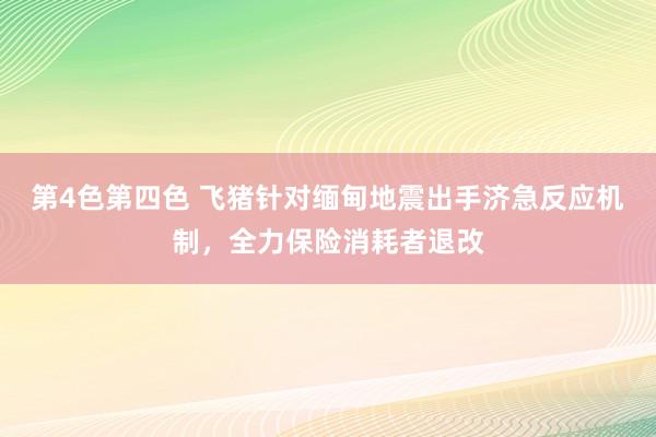第4色第四色 飞猪针对缅甸地震出手济急反应机制，全力保险消耗者退改